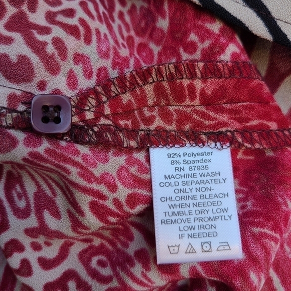 Susan Graver Button-down Blouse in Mixed Animal Print, Size XL - Picture 9 of 9